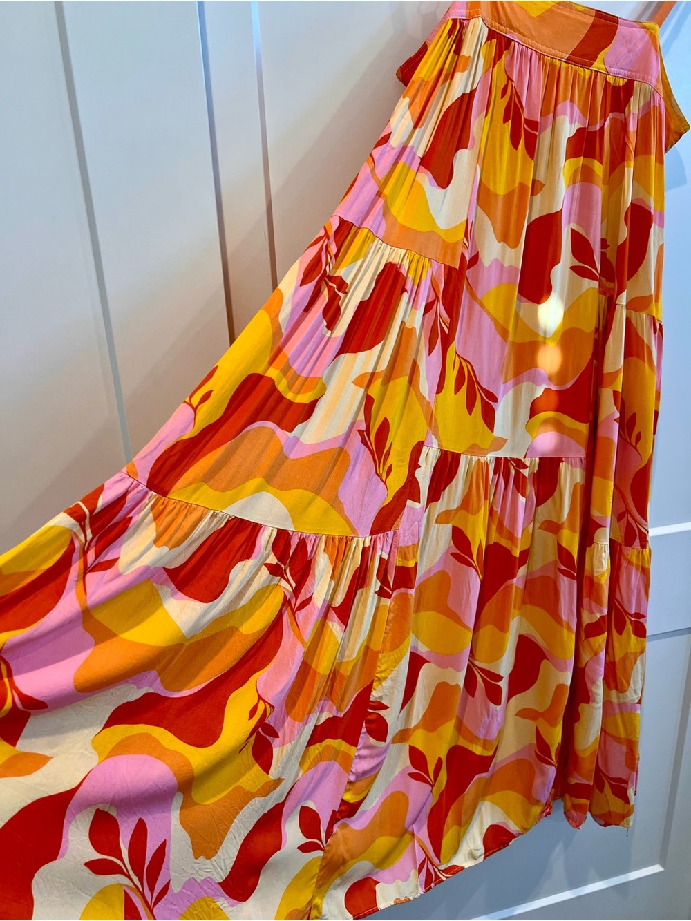 Anthropologie Abel The Label Tiered Maxi Dress Large Retro Floral Boho - Picture 6 of 9